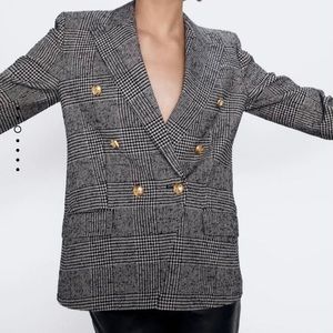 Zara plaid double breast blazer/ jacket